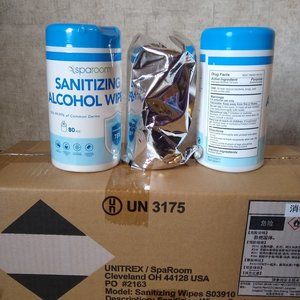 Sparoom Sanitizing 75% Alcohol Wipes Case of 10 Canisters $30.00